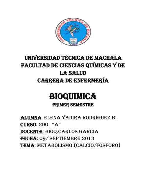 Metabolismo ca y fosforo bioquimica