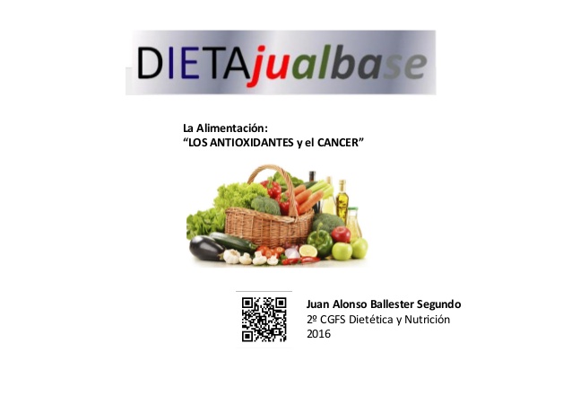 La Alimentación:
“LOS ANTIOXIDANTES y el CANCER”
Juan Alonso Ballester Segundo
2º CGFS Dietética y Nutrición
2016
 